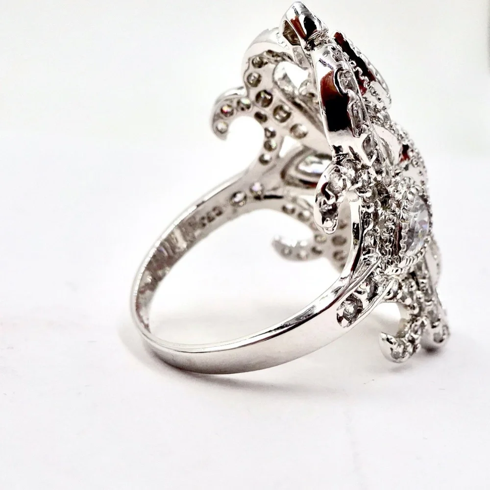 CFJ Sterling Silver CRYSTAL CZ RING Sz 9.75
